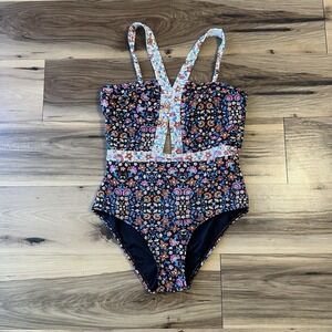 Laundry By Design One Piece Floral Cutout Flattering Vacation Beach Pool Sz L